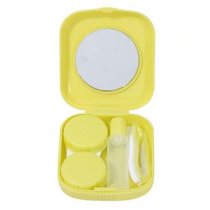 Pocket Plastic Mini Contact Lens Case Kit Outdoor Travel Holder Mirror Container - Green