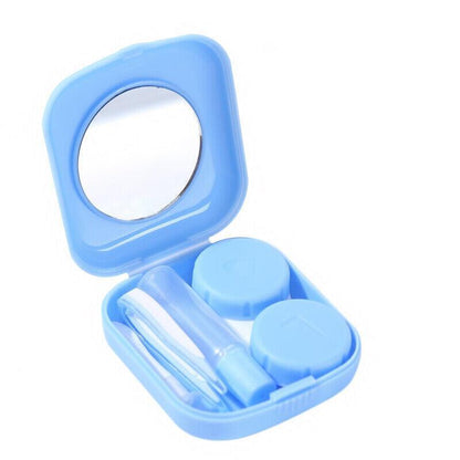 Pocket Plastic Mini Contact Lens Case Kit Outdoor Travel Holder Mirror Container - Yellow