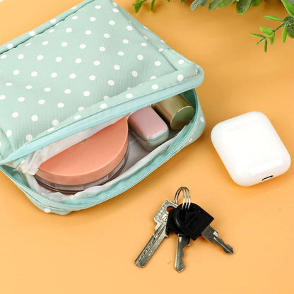 3PCS Cotton Sanitary Napkin Storage Bag Pink Leaves Cactus Dots Portable Pouch