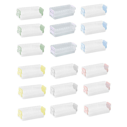 3PCS Clear Plastic Desktop Storage Box 2 Layer Holder DIY Stationery Pencil Case - Grey