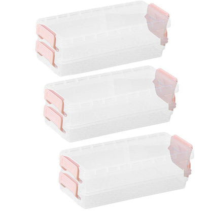 3PCS Clear Plastic Desktop Storage Box 2 Layer Holder DIY Stationery Pencil Case - Grey
