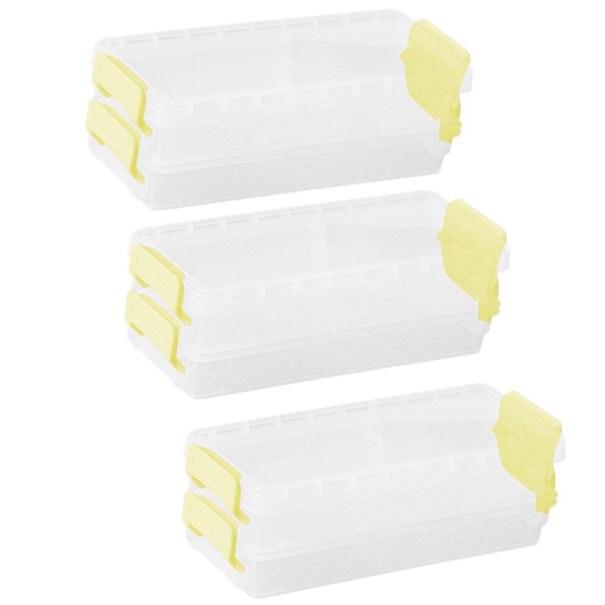 3PCS Clear Plastic Desktop Storage Box 2 Layer Holder DIY Stationery Pencil Case - Grey