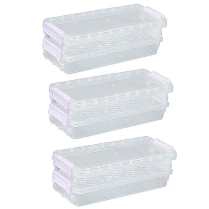 3PCS Clear Plastic Desktop Storage Box 2 Layer Holder DIY Stationery Pencil Case - Grey