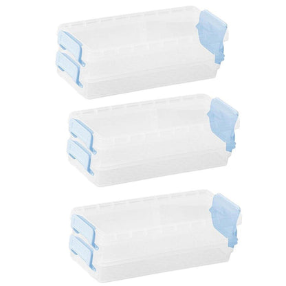 3PCS Clear Plastic Desktop Storage Box 2 Layer Holder DIY Stationery Pencil Case - Grey