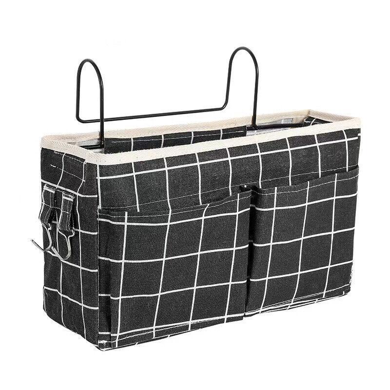 Hanging Bedside Storage Caddy with Pockets for Bunk Bed Dorm Couch Organizing - White