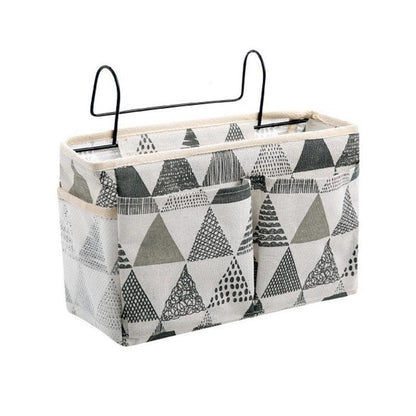 Hanging Bedside Storage Caddy with Pockets for Bunk Bed Dorm Couch Organizing - Black Grid