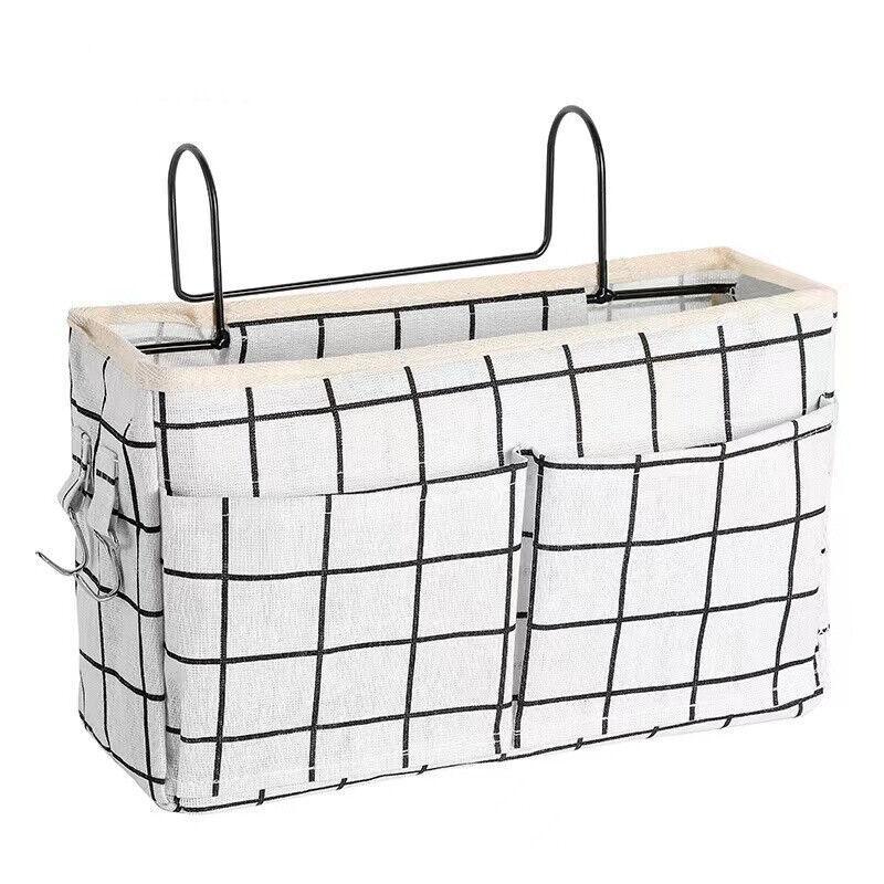 Hanging Bedside Storage Caddy with Pockets for Bunk Bed Dorm Couch Organizing - Blue Clouds