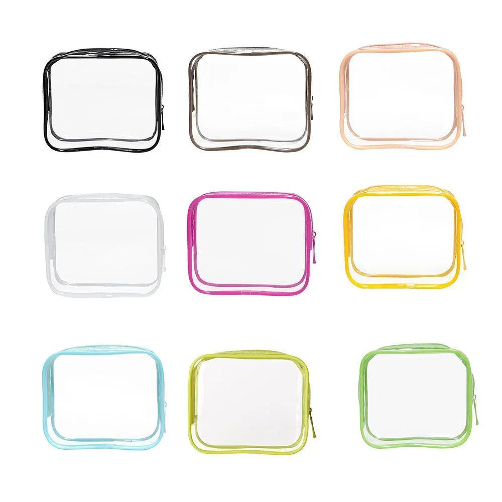 4pcs Durable PVC Cosmetic Bags Easy to Clean Multiple Sizes and Colours 9 Shades - 4pcs-Banana