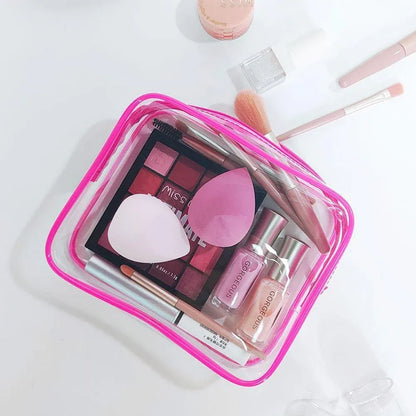 4pcs Durable PVC Cosmetic Bags Easy to Clean Multiple Sizes and Colours 9 Shades - 4pcs-Banana