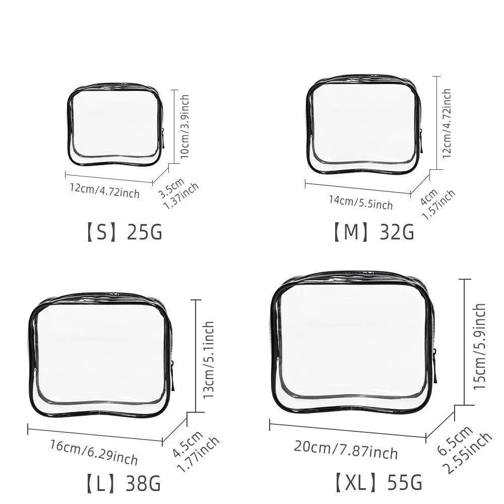 4pcs Durable PVC Cosmetic Bags Easy to Clean Multiple Sizes and Colours 9 Shades - 4pcs-Banana
