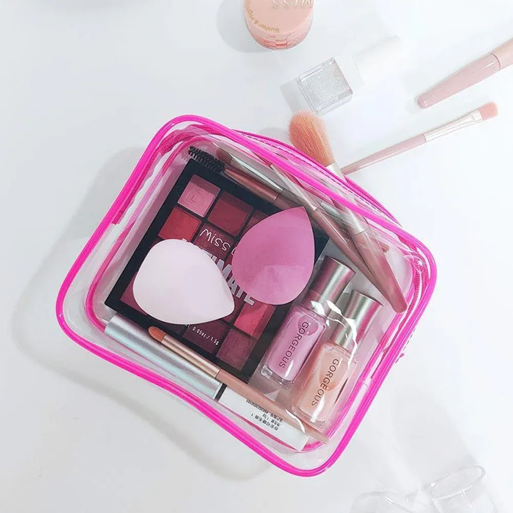 4pcs Durable PVC Cosmetic Bags Easy to Clean Multiple Sizes and Colours 9 Shades - 4pcs-Black
