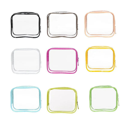 4pcs Durable PVC Cosmetic Bags Easy to Clean Multiple Sizes and Colours 9 Shades - 4pcs-Coffee