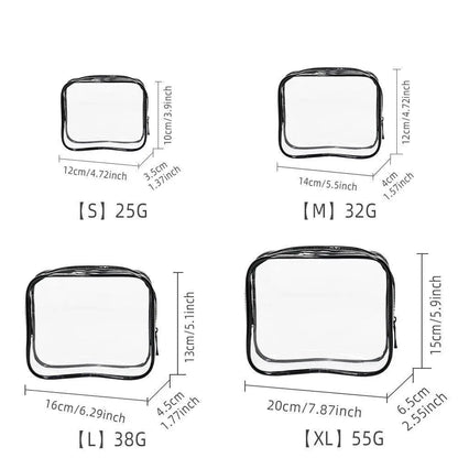 4pcs Durable PVC Cosmetic Bags Easy to Clean Multiple Sizes and Colours 9 Shades - 4pcs-Peach-Powder