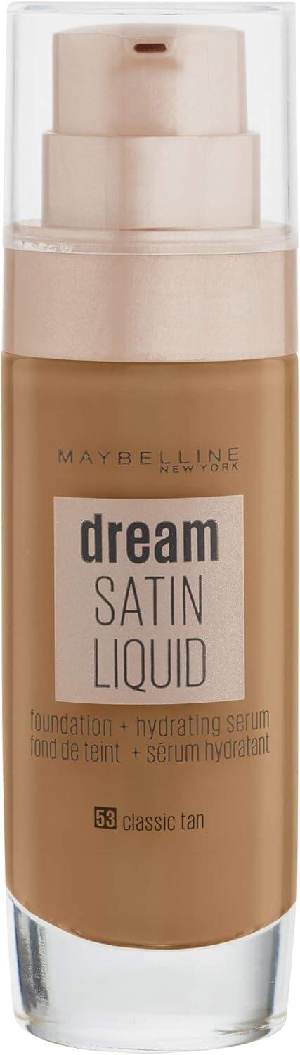 Liquid foundation bottle, Classic Tan 53, satin finish with hydrating serum