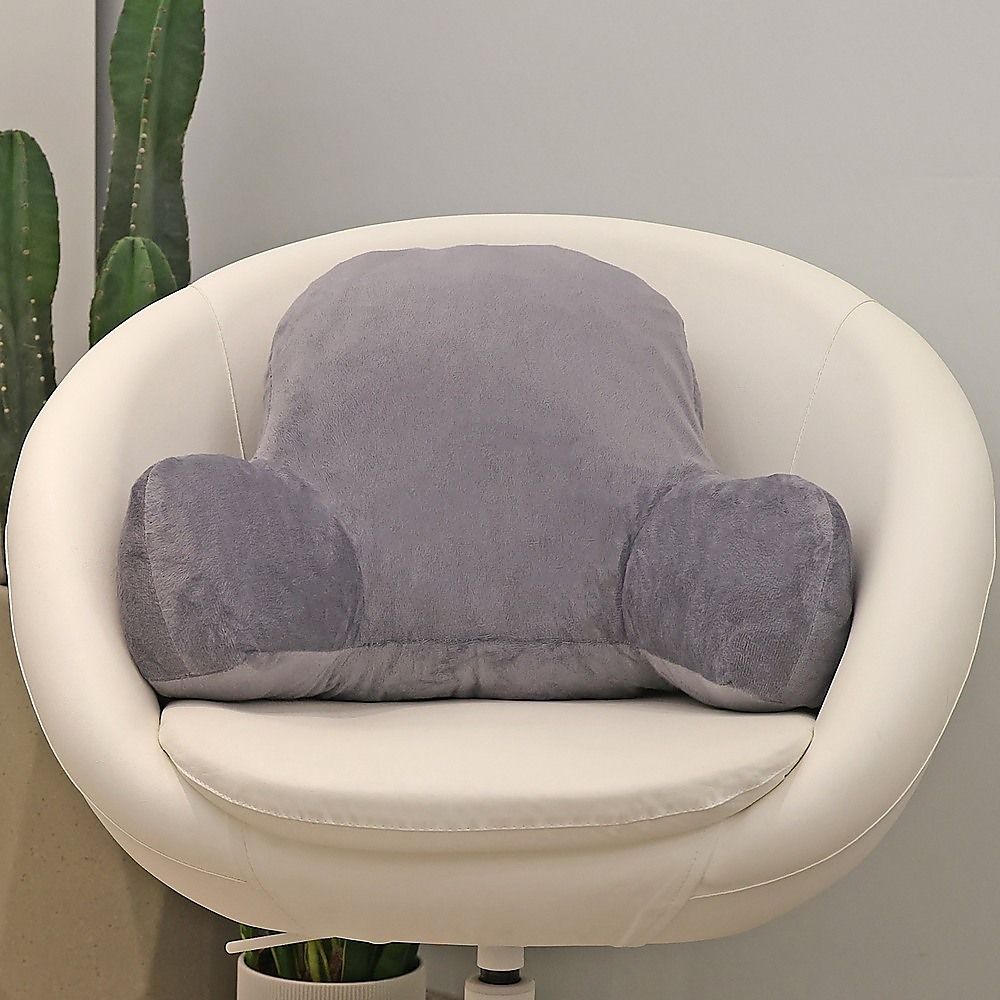 52cm Reading Pillow Back Rest Lumbar Support Arm Seat Cushion Lounger In Dark Grey For Comfortable Relaxation