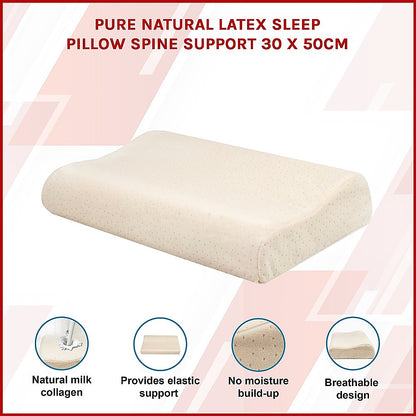 Light beige latex sleep pillow, curved ergonomic wedge with dotted surface