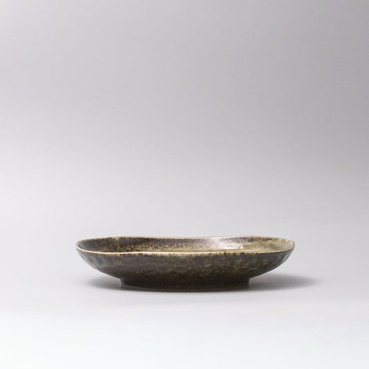 23 cm sage green dinner plate, speckled rim and glaze