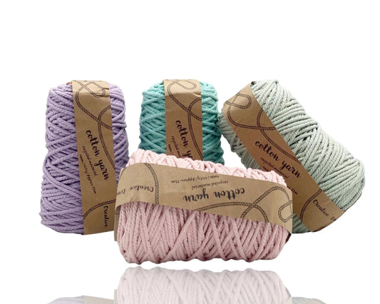 Pastel macrame cotton yarn bundle, lavender, mint, pink and cream skeins