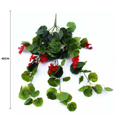 Artificial Geranium Hanging Bush with Red Flowers 60cm