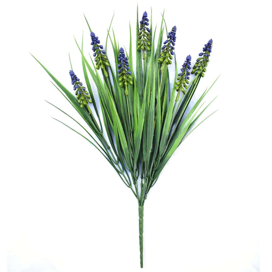 Artificial lavender stem bunch, dense blue blooms on green stems