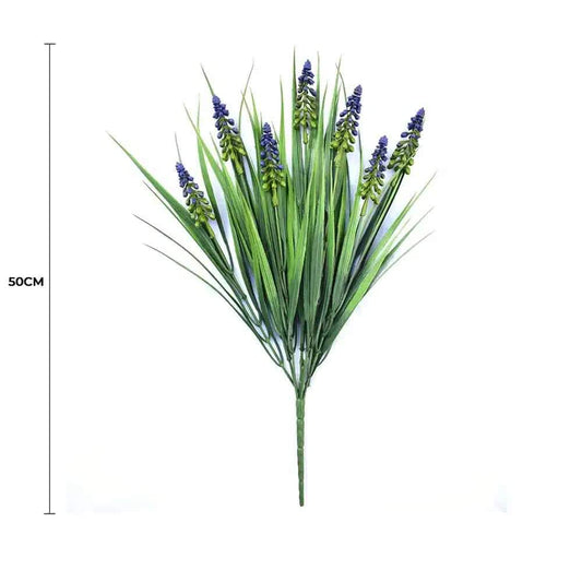Artificial lavender stem bunch with green stems and blue flower spikes