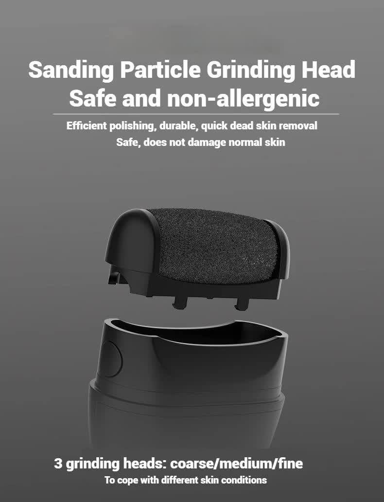 Black Professional Electric Foot Callus Remover - Rechargeable Pedicure Tool with 3 Adjustable Speeds, Smart LED Display, and 3 Replaceable Grinding Heads for Smooth Feet