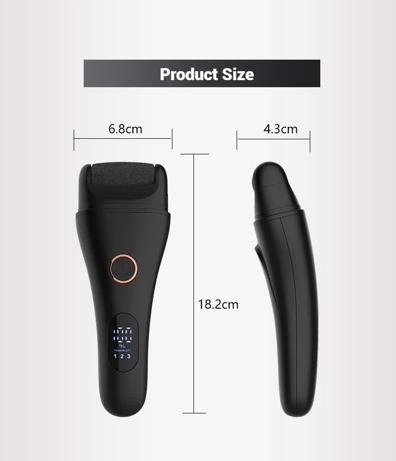 White Professional Electric Foot Callus Remover - Rechargeable Pedicure Tool with 3 Adjustable Speeds, Smart LED Display, and 3 Replaceable Grinding Heads for Smooth Feet