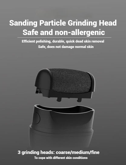 White Professional Electric Foot Callus Remover - Rechargeable Pedicure Tool with 3 Adjustable Speeds, Smart LED Display, and 3 Replaceable Grinding Heads for Smooth Feet