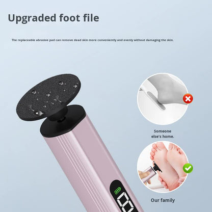 Purple Professional 2-in-1 Electric Foot Callus Remover and Manicure Kit - 9 Speeds Rechargeable Electronic Foot File with LCD Display - Professional Pedicure Tool for Dead Skin and Nail Care