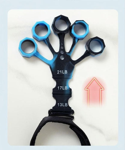 10 pcs Blue Finger Exerciser and Hand Strengthener - Adjustable Silicone Grip Strength Trainer for Physical Therapy, Athletes and Musicians - 13LB to 21LB Resistance Levels
