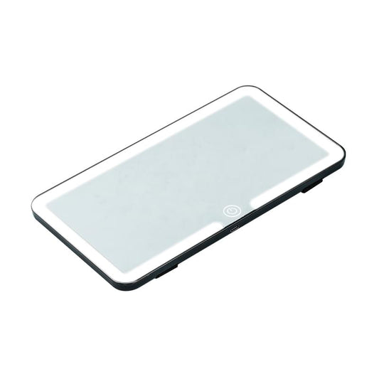 Car sun visor makeup mirror with LED light, dark frame, touch control button