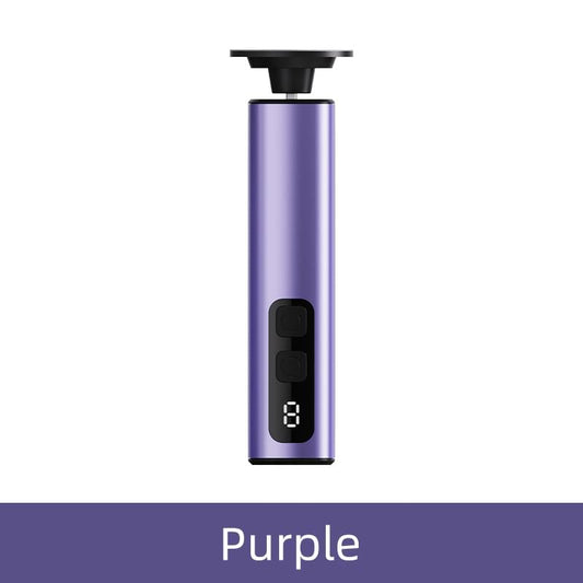 Purple rechargeable electric foot file with black control buttons and sanding head