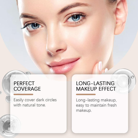 Red concealer coverage on skin, close-up face with blended makeup