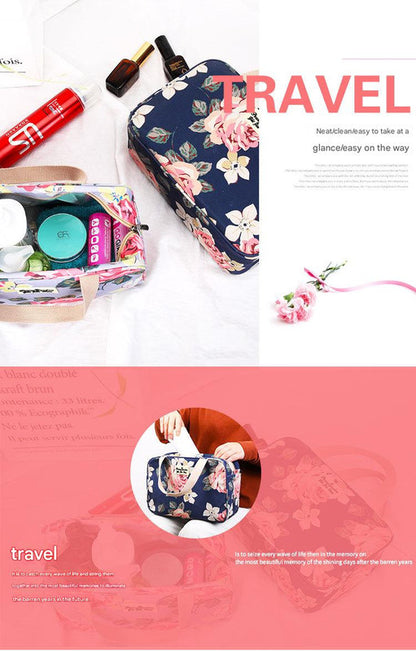 Versatile Portable Handled Bag - Durable Waterproof Fabric, Ideal for Toiletries, Lunch & Travel(Leaves)