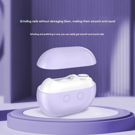Purple electric nail file base with dome cover and control buttons