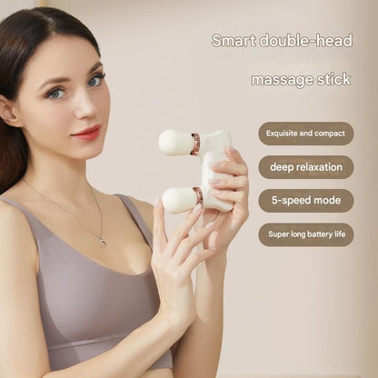 Pink Portable Dual Head Mini Massager - 5 Modes, Quiet Operation, USB-C Rechargeable