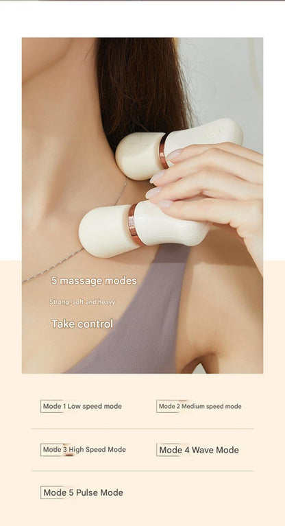 Light yellow Portable Dual Head Mini Massager - 5 Modes, Quiet Operation, USB-C Rechargeable