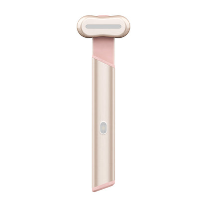 Rose Gold Electric Eye Massager Pen with Red & Blue Light Therapy - Heated Vibration Wand