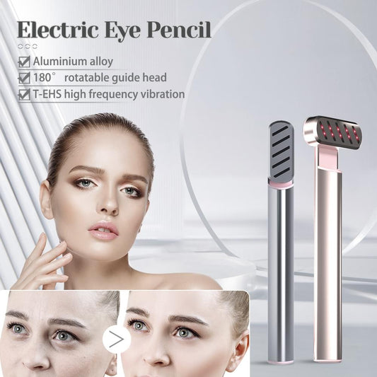 Rose gold eye care device with rotating head and red LED treatment lights