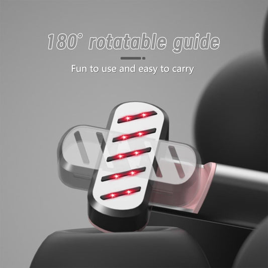 Rose gold eye care device with curved rotating massage head and red LED lights