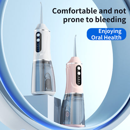 Portable Electric Oral Irrigator with 4 Nozzles 3 Pressure Modes - White