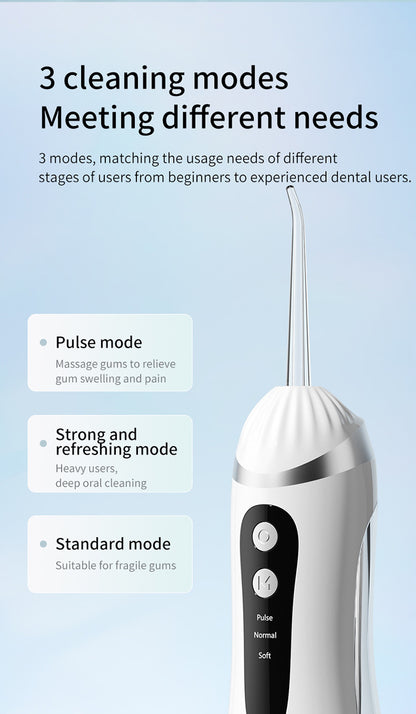 Blue Portable Ultrasonic Oral Irrigator with 3 Cleaning Modes Smart Teeth Cleaning Machine