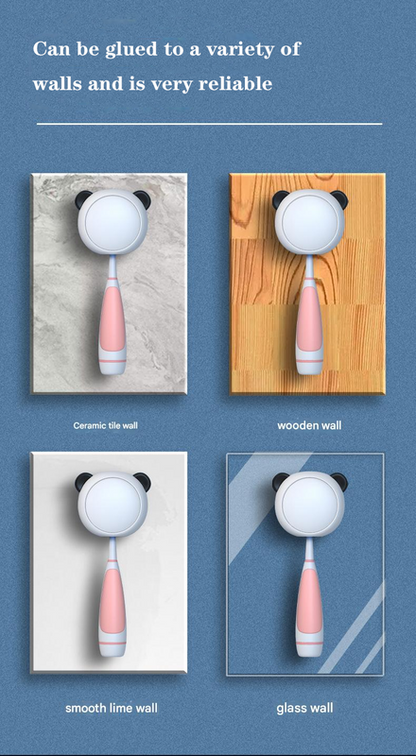 Cute UV Toothbrush Sanitizer Holder - Wall Mounted, Portable for Travel (Black ears bear)