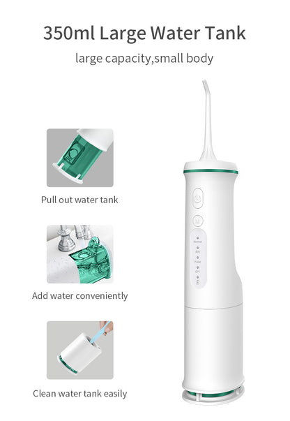 White Home Electric Oral Irrigator - Portable Water Flosser for Teeth Cleaning