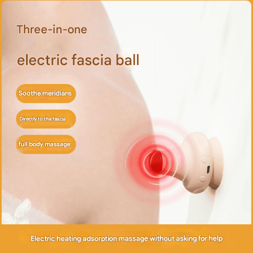 Beige-and-green electric fascia massage ball with suction and heating glow ring
