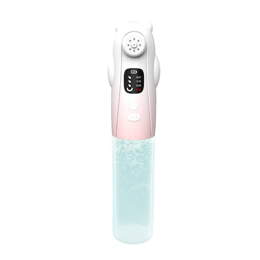 Pink and white handheld facial mist sprayer bottle with mist nozzle