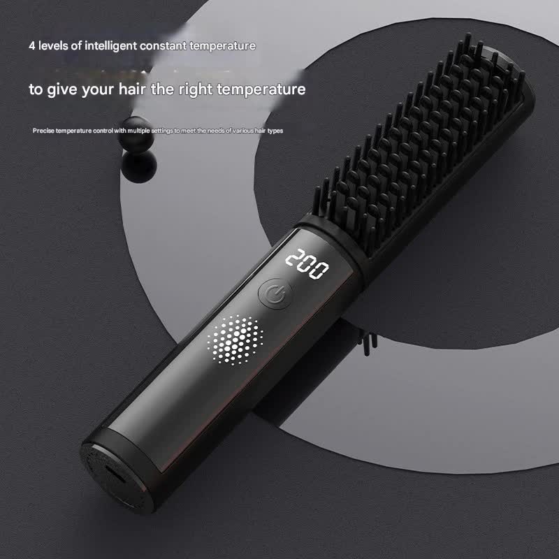Cordless Hair Straightener Comb - 4 Temperature Settings, USB-C, PTC Heating(pink)