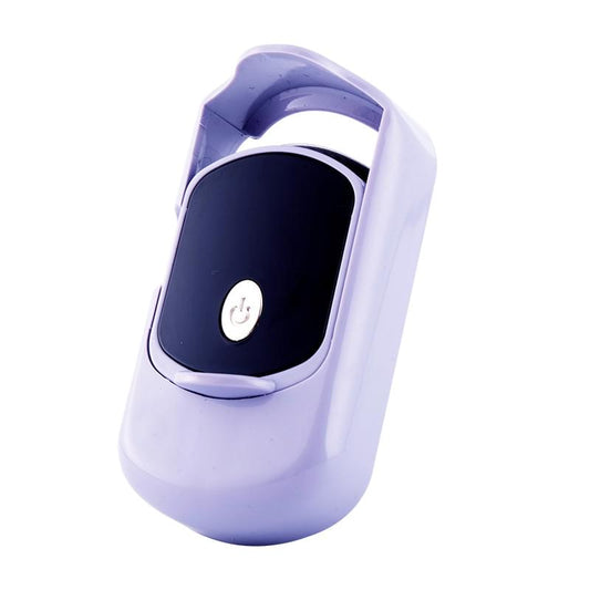 Purple heated eyelash curler with LED display and power button