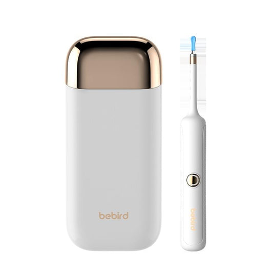 Smart visual ear cleaner with HD endoscope, white unit with blue tip