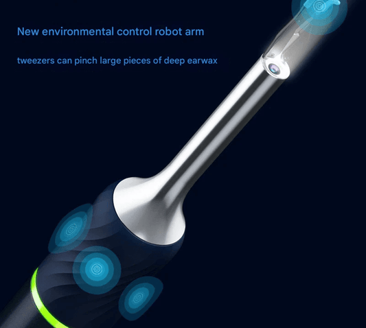 Handheld visual ear cleaner endoscope with LED glow ring and metal tip